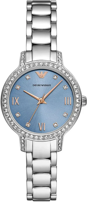 Emporio Armani Cleo Sunray Blue Dial Silver Steel Strap Watch for Women - AR11585 Authentic Buy Shop Now