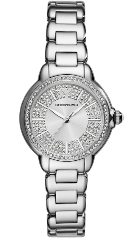 Emporio Armani Mia Three Crystals Silver Dial Silver Steel Strap Watch For Women - AR11632 Buy Now By Emporio Armani