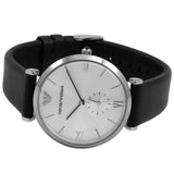 Emporio Armani Retro Analog Quartz Silver Dial Black Leather Strap Watch For Men - AR1674 Buy Now By Emporio Armani