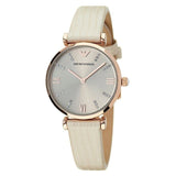 Emporio Armani Gianni T Bar Gunmetal Dial Beige Leather Strap Watch For Women - AR1681 Buy Now By Emporio Armani