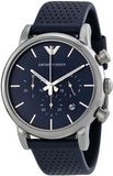 Emporio Armani Luigi Chronograph Blue Dial Black Leather Strap Watch For Men - AR1736 Buy Now By Emporio Armani