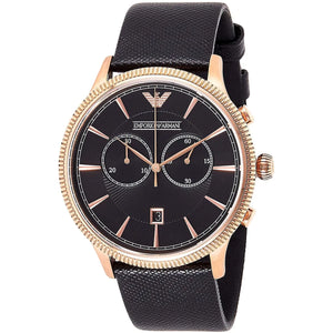 Emporio Armani Alpha Large Chronograph Black Dial Black Leather Strap Watch for Men - AR1792 Authentic Buy Shop Now