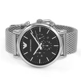 Emporio Armani Classic Chronograph Black Dial Silver Mesh Bracelet Watch For Men - AR1808 Buy Now By Emporio Armani