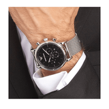 Emporio Armani Classic Chronograph Black Dial Silver Mesh Bracelet Watch For Men - AR1808 Buy Now By Emporio Armani