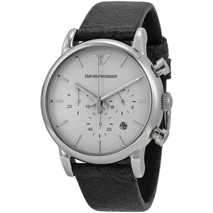 Emporio Armani Luigi Chronograph White Dial Black Leather Strap Watch for Men - AR1810 Authentic Buy Shop Now