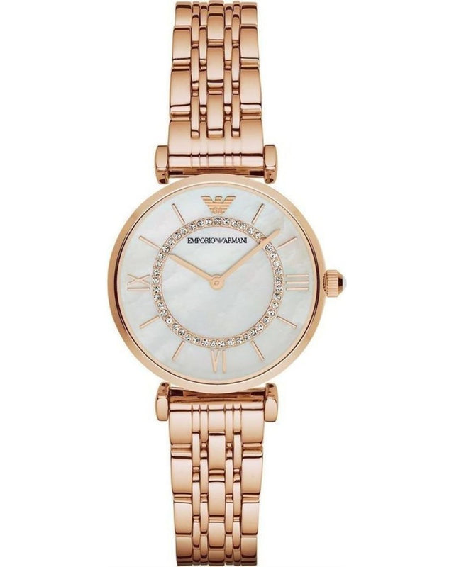 Emporio Armani Gianni T Bar Mother of Pearl Rose Gold Stainless Steel Strap Watch For Women - AR1909 Buy Now By Emporio Armani