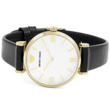 Emporio Armani Gianni T-Bar Quartz Mother of Pearl Dial Black Leather Strap Watch For Women - AR1910 Buy Now By Emporio Armani