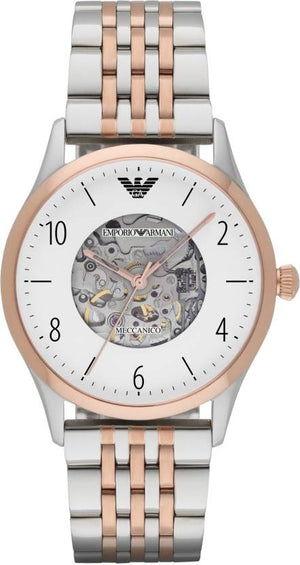 Emporio Armani Meccanico White Dial Two Tone Steel Strap Watch For Men - AR1921 Buy Now By Emporio Armani