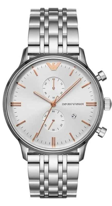 Emporio Armani Chonograph SIlver Dial Silver Steel Strap Watch For Men - AR1933 Buy Now By Emporio Armani