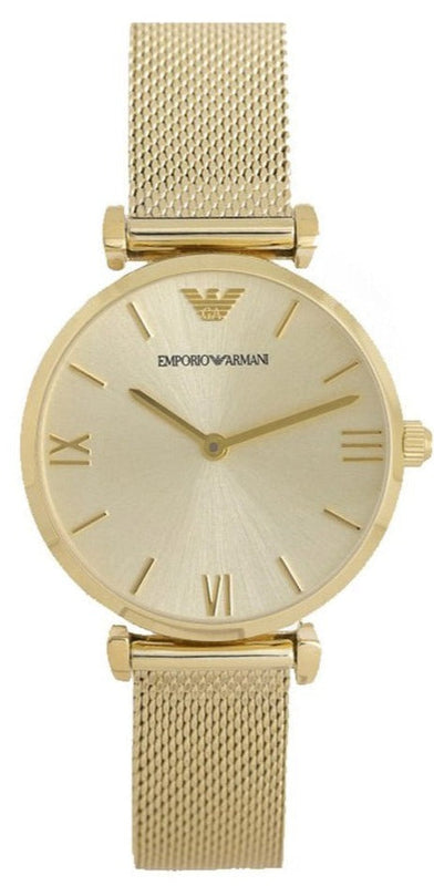 Emporio Armani Retro Gold Dial Gold Mesh Bracelet Watch For Women - AR1957 Buy Now By Emporio Armani