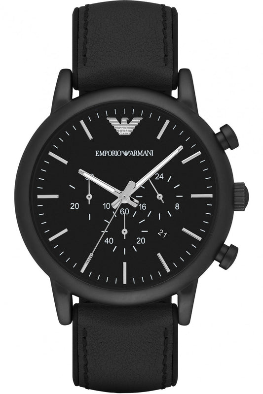 Emporio Armani Luigi Chronohraph Black Dial Black Leather Strap Watch For Men - AR1970 Buy Now By Emporio Armani