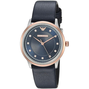 Emporio Armani Alpha XSmall Blue Dial Blue Leather Strap Watch for Women - AR2066 Authentic Buy Shop Now
