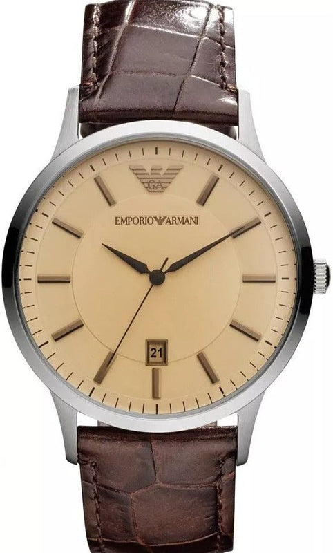 Emporio Armani Classic Quartz Brown Dial Brown Leather Strap Watch For Men - AR2427 Buy Now By Emporio Armani