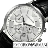 Emporio Armani Classic Chronograph Silver Dial Black Leather Strap Watch For Men - AR2432 Buy Now By Emporio Armani