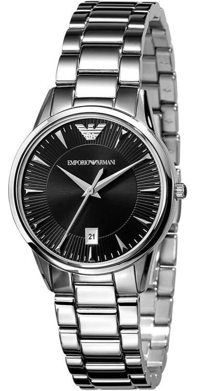 Emporio Armani Classic Quartz Black Dial Silver Steel Strap Watch For Women - AR2441 Buy Now By Emporio Armani