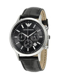 Emporio Armani Renato Chronograph Black Dial Black Leather Strap Watch For Men - AR2447 Buy Now By Emporio Armani