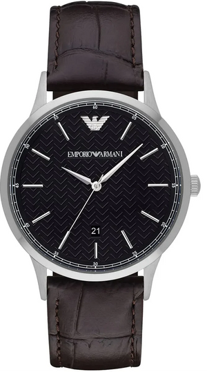 Emporio Armani Renato Large Black Dial Brown Leather Strap Watch for Men - AR2480 Authentic Buy Shop Now