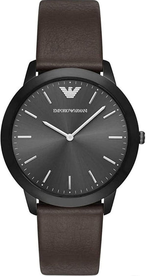 Emporio Armani Retro Black Dial Brown Leather Strap Watch for Men - AR2483 Authentic Buy Shop Now