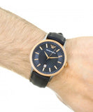 Emporio Armani Renato Analog Blue Dial Black Leather Strap Watch For Men - AR2506 Buy Now By Emporio Armani