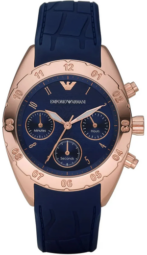Emporio Armani Sportivo Chronograph Blue Dial Blue Silicone Strap Watch for Women - AR5939 Authentic Buy Shop Now