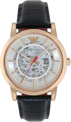 Emporio Armani Meccanico Silver Dial Blue Leather Strap Watch For Men - AR60009 Buy Now By Emporio Armani