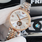 Emporio Armani Gianni T-Bar Analog White Dial Two Tone Steel Strap Watch For Women - AR60019 Buy Now By Emporio Armani