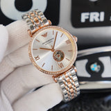 Emporio Armani Gianni T-Bar Analog White Dial Two Tone Steel Strap Watch For Women - AR60019 Buy Now By Emporio Armani