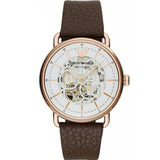 Emporio Armani Meccanico Automatic White Dial Brown Leather Strap Watch For Men - AR60027 Buy Now By Emporio Armani