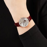 Emporio Armani Meccanico Automatic Silver Dial Burgundy Leather Strap Watch For Women - AR60044 Buy Now By Emporio Armani