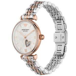 Emporio Armani Meccanico Automatic Mother of Pearl Dial Two Tone Steel Strap Watch For Women - AR60049 Buy Now By Emporio Armani