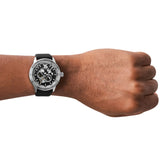 Emporio Armani Renato Chronograph Automatic Black Dial Black Leather Strap Watch For Men - AR60051 Buy Now By Emporio Armani