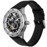 Emporio Armani Renato Chronograph Automatic Black Dial Black Leather Strap Watch For Men - AR60051 Buy Now By Emporio Armani