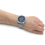 Emporio Armani Mario Chronograph Automatic Blue Dial Silver Steel Strap Watch For Men - AR60052 Buy Now By Emporio Armani