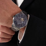 Emporio Armani Renato Automatic Blue Dial Grey Steel Strap Watch For Men - AR60056 Buy Now By Emporio Armani