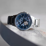 Emporio Armani Renato Automatic Blue Dial Grey Steel Strap Watch For Men - AR60056 Buy Now By Emporio Armani