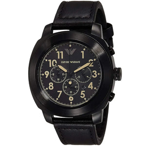 Emporio Armani Sportivo Chronograph Black Dial Black Leather Strap Watch for Men - AR6061 Authentic Buy Shop Now