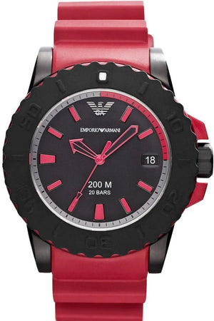 Emporio Armani Sportivo Quartz Black Dial Red Rubber Strap Watch For Men - AR6101 Buy Now By Emporio Armani