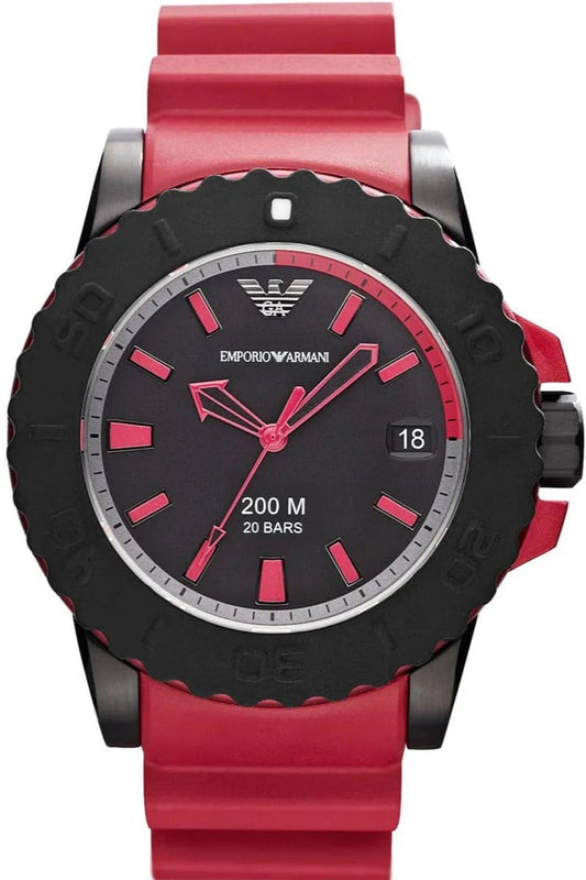 Emporio Armani Sportivo Quartz Black Dial Red Rubber Strap Watch For Men - AR6101 Buy Now By Emporio Armani