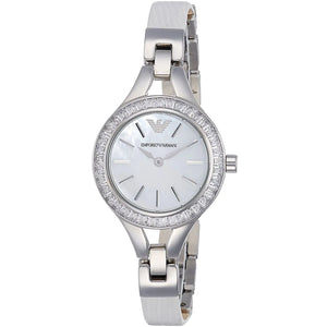 Emporio Armani Chiara Mother of Pearl Dial White Leather Strap Watch for Women - AR7353 Authentic Buy Shop Now