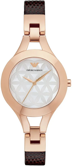 Emporio Armani Chiara Silver Dial Brown Leather Strap Watch for Women - AR7431 Authentic Buy Shop Now