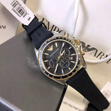 Emporio Armani Sigma Chronograph lack Dial Black Rubber Strap Watch For Men - AR80003 Buy Now By Emporio Armani
