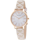 Emporio Armani Gianni T Bar Quartz Silver Dial Beige Leather Strap Watch For Women - AR80007 Buy Now By Emporio Armani