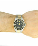Emporio Armani Quartz Black Dial Two Tone Steel Strap Watch For Men - AR80017 Buy Now By Emporio Armani