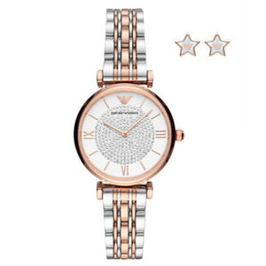 Emporio Armani Gianni T Bar Quartz White Dial Two Tone Steel Strap Watch For Women - AR80035 Buy Now By Emporio Armani