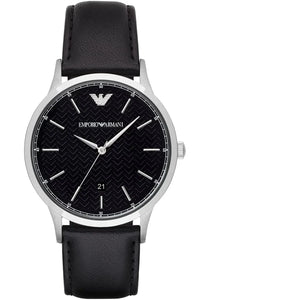 Emporio Armani Renato Analog Black Dial Black Leather Strap Watch For Men - AR8035 Buy Now By Emporio Armani