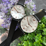 Emporio Armani Gianni T Bar Mother of Pearl Dial Black Leather Strap Watch For Women - AR90002 Buy Now By Emporio Armani