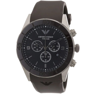 Emporio Armani Sportivo Chronograph Black Dial Brown Silicone Strap Watch for Men - AR9501 Authentic Buy Shop Now