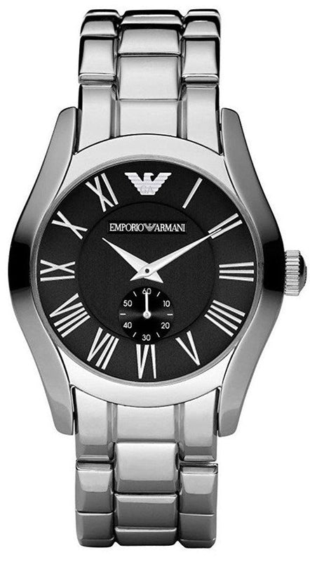 Emporio Armani Valente Black Dial Silver Steel Strap Watch For Men - AR0680 Buy Now By Emporio Armani
