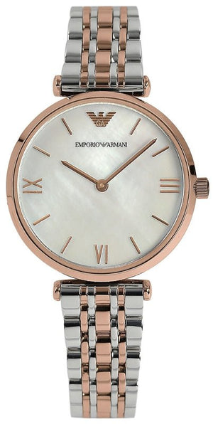Emporio Armani T Bar Gianni Classic Mother Of Pearl Dial Two Tone Steel Strap Watch For Women - AR1683 Buy Now By Emporio Armani