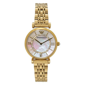 Emporio Armani Gianni T Bar White Mother of Pearl Dial Gold Steel Strap Watch For Women - AR1907 Buy Now By Emporio Armani